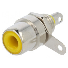 Soclu RCA Mamă Drept Lipire Nichelat Galben | Electronic-mag.ro | Componente Electronice