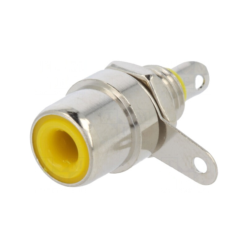 Soclu RCA Mamă Drept Lipire Nichelat Galben | Electronic-mag.ro | Componente Electronice