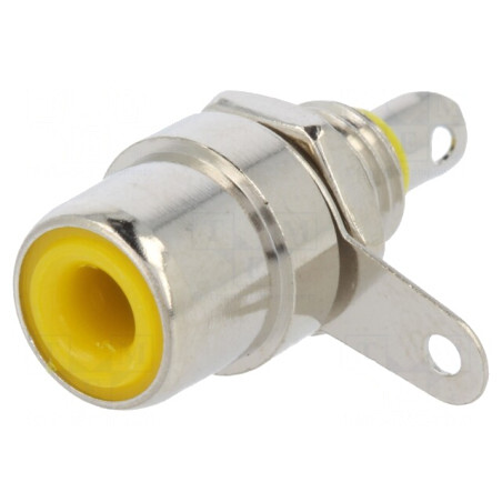 Soclu RCA Mamă Drept Lipire Nichelat Galben | Electronic-mag.ro | Componente Electronice