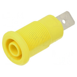 Soclu Banană 4mm 32A 1kV Galben Nichelat | Electronic-mag.ro | Componente Electronice