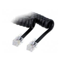 Cablu: pentru telefon; spiralat,cu împletitură; negru; 5m
