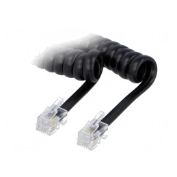 Cablu Telefon Spiralat Împletit Negru 5m | Electronic-mag.ro | Componente Electronice