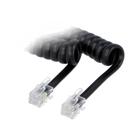 Cablu Telefon Spiralat Împletit Negru 5m | Electronic-mag.ro | Componente Electronice