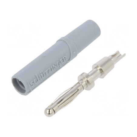 Mufă Banană 2mm 10A Gri Nichelat 22mm | Electronic-mag.ro | Componente Electronice