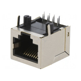Soclu RJ45 Cat 5 Ecranat 8p8c THT Unghi | Electronic-mag.ro | Componente Electronice