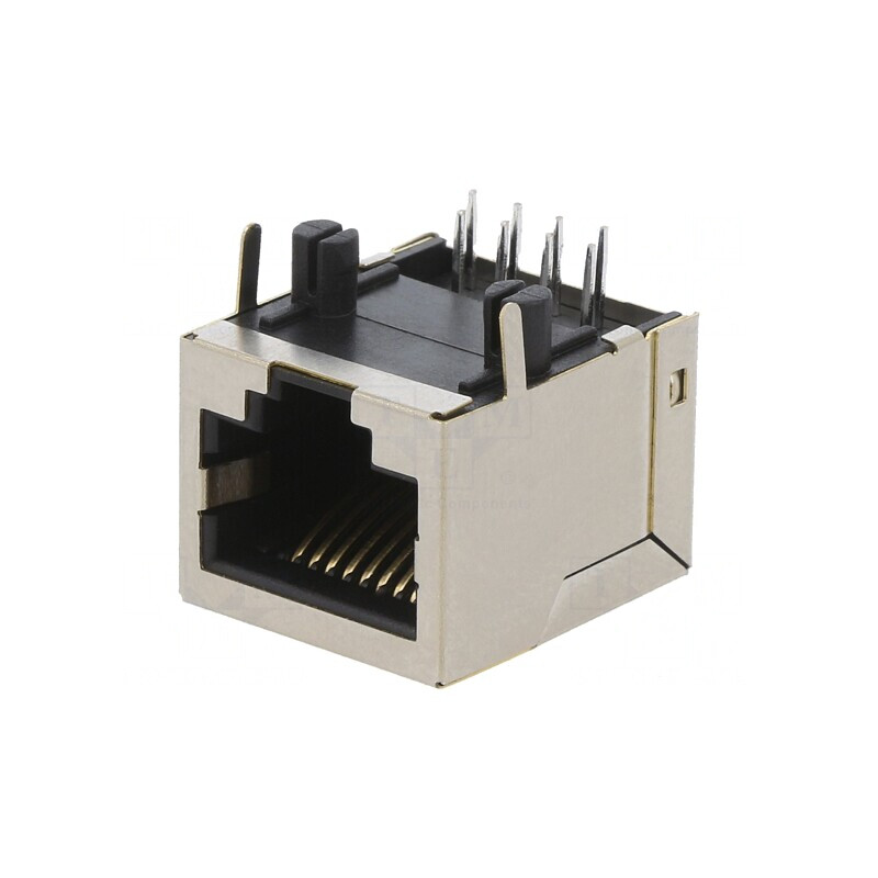 Soclu RJ45 Cat 5 Ecranat 8p8c THT Unghi | Electronic-mag.ro | Componente Electronice