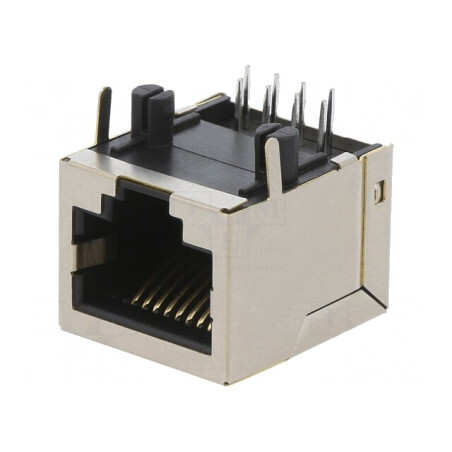 Soclu RJ45 Cat 5 Ecranat 8p8c THT Unghi | Electronic-mag.ro | Componente Electronice