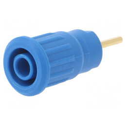 Soclu banană albastru aurit 4mm 24A 1kV pentru panou | Electronic-mag.ro | Componente Electronice