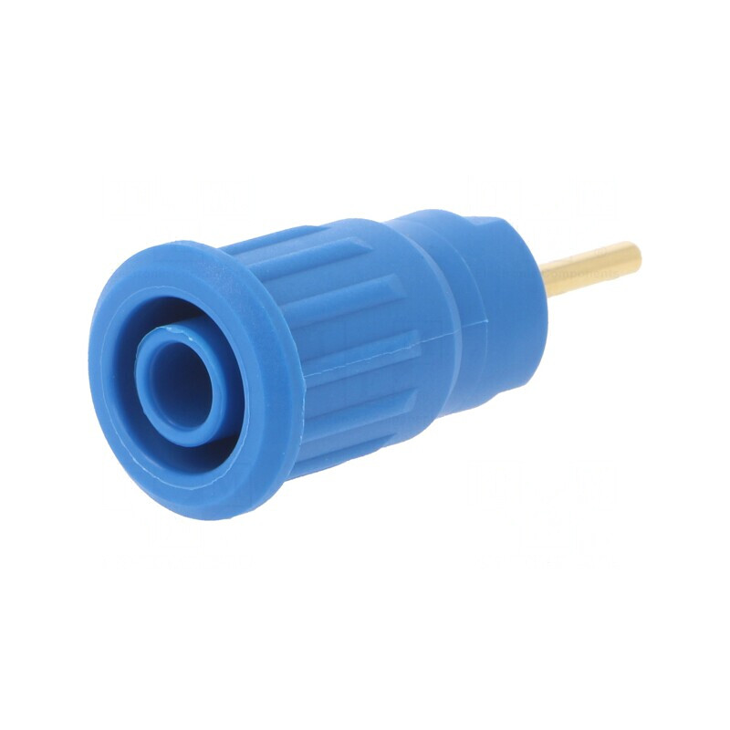 Soclu banană albastru aurit 4mm 24A 1kV pentru panou | Electronic-mag.ro | Componente Electronice