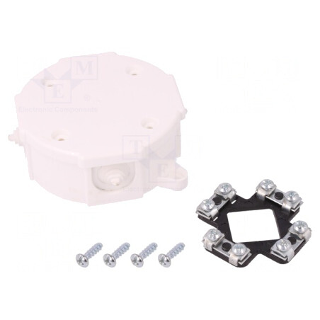 Carcasă cutie conexiuni 80mm 38mm IP41 albă | Electronic-mag.ro | Componente Electronice