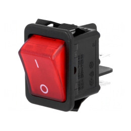 Comutator Rocker DPST 16A/250V ON-OFF Lumină Roșie 230V | Electronic-mag.ro | Componente Electronice