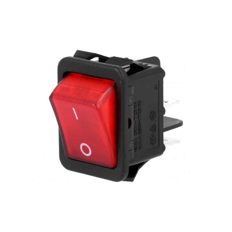 Comutator Rocker DPST 16A/250V ON-OFF Lumină Roșie 230V | Electronic-mag.ro | Componente Electronice