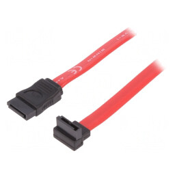 Cablu SATA 500mm Roșu Mufă Dreaptă și Mufă în Unghi | Electronic-mag.ro | Componente Electronice