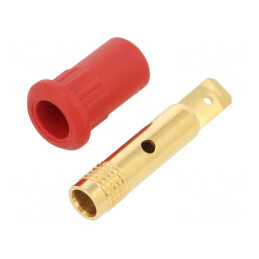 Soclu Banană 4mm 25A Roșu Aurit | Electronic-mag.ro | Componente Electronice