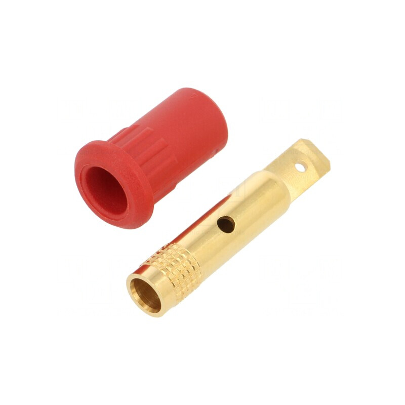 Soclu Banană 4mm 25A Roșu Aurit | Electronic-mag.ro | Componente Electronice