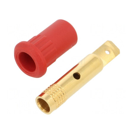 Soclu Banană 4mm 25A Roșu Aurit | Electronic-mag.ro | Componente Electronice