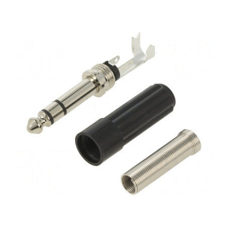 Mufă Jack 6,3mm Stereo Tată Drept cu Manșon | Electronic-mag.ro | Componente Electronice
