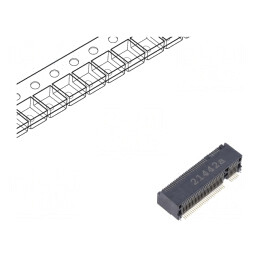 Conector M.2 (NGFF) Orizontal SMT 67 PIN 0.5A Gold Flash