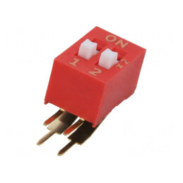 Dip Switch 2 Pozitii 0.1A 50VDC THT | Electronic-mag.ro | Componente Electronice