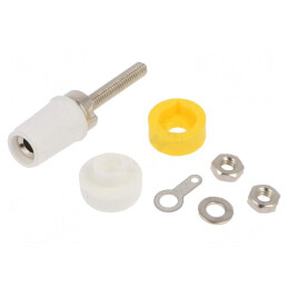 Soclu Banană 4mm 15A Albă Panou | Electronic-mag.ro | Componente Electronice