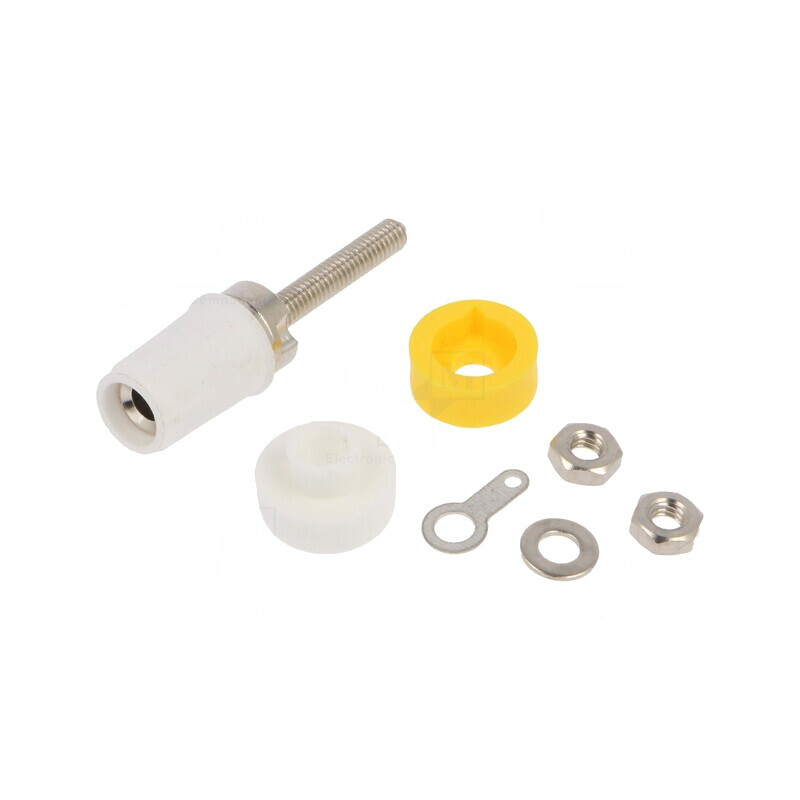 Soclu Banană 4mm 15A Albă Panou | Electronic-mag.ro | Componente Electronice