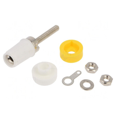 Soclu Banană 4mm 15A Albă Panou | Electronic-mag.ro | Componente Electronice