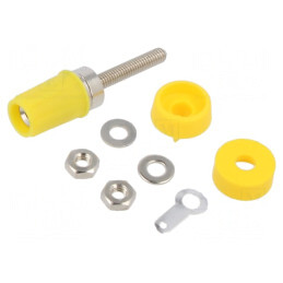 Soclu Banană 4mm 15A Galben Pe Panou Lipire | Electronic-mag.ro | Componente Electronice