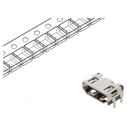 Conector HDMI 19 Pin Aurit 90° SMT | Electronic-mag.ro | Componente Electronice