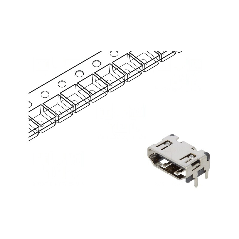 Conector HDMI 19 Pin Aurit 90° SMT | Electronic-mag.ro | Componente Electronice