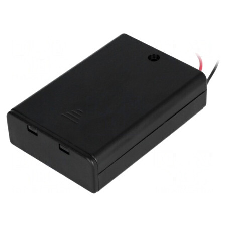Suport Baterii AA cu Comutator Negru 150mm | Electronic-mag.ro | Componente Electronice