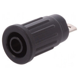 Soclu Banană 4mm Negru pe Panou 24A 1kV | Electronic-mag.ro | Componente Electronice