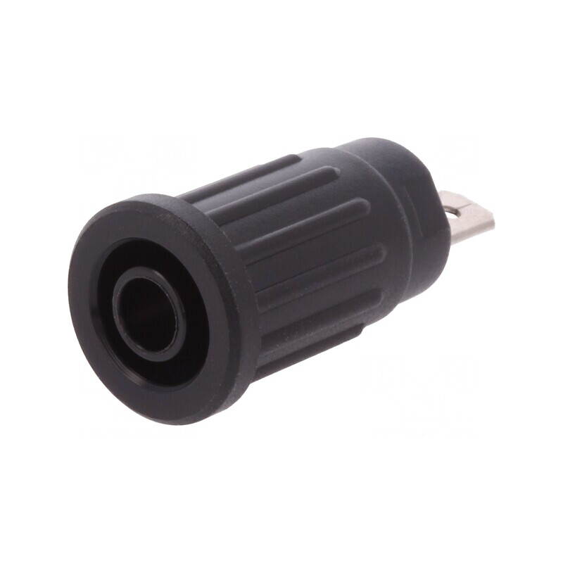 Soclu Banană 4mm Negru pe Panou 24A 1kV | Electronic-mag.ro | Componente Electronice
