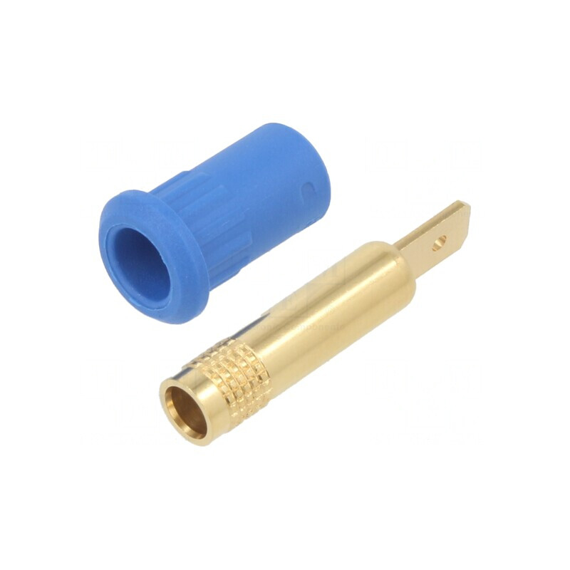 Soclu Banană 4mm Albastru Aurit 25A 30VAC 60VDC | Electronic-mag.ro | Componente Electronice