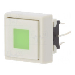 Comutator Tastatură Albă cu LED Verde 2 Pozții DPDT 0.1A 30VDC | Electronic-mag.ro | Componente Electronice