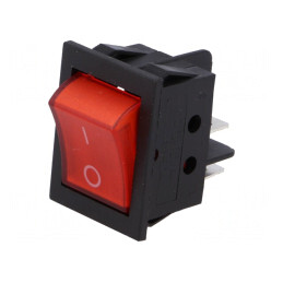 Întrerupător ROCKER DPST ON-OFF 15A 250V roșu cu lampă neon | Electronic-mag.ro | Componente Electronice