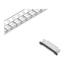 Conector FFC/FPC Orizontal 20 Pin ZIF | Electronic-mag.ro | Componente Electronice