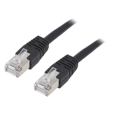 Cablu Patch F/UTP Cat5e Ecranat 2m Negru | Electronic-mag.ro | Componente Electronice