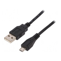 Cablu USB 2.0 A la Micro B 0.5m Negru | Electronic-mag.ro | Componente Electronice