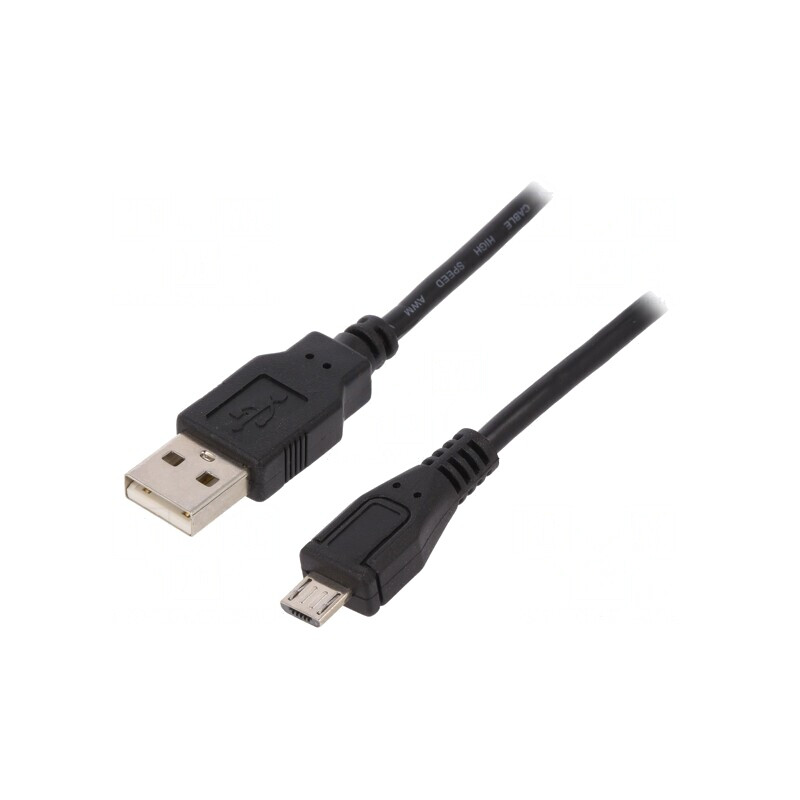 Cablu USB 2.0 A la Micro B 0.5m Negru | Electronic-mag.ro | Componente Electronice