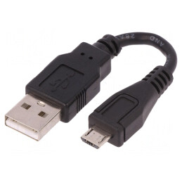 Cablu USB 2.0 A la Micro B 0.1m Negru | Electronic-mag.ro | Componente Electronice