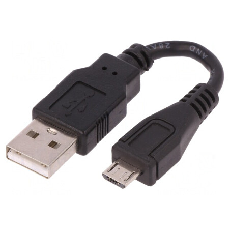 Cablu USB 2.0 A la Micro B 0.1m Negru | Electronic-mag.ro | Componente Electronice