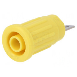 Soclu Banană 4mm 24A 1kV Galben pentru Panou | Electronic-mag.ro | Componente Electronice