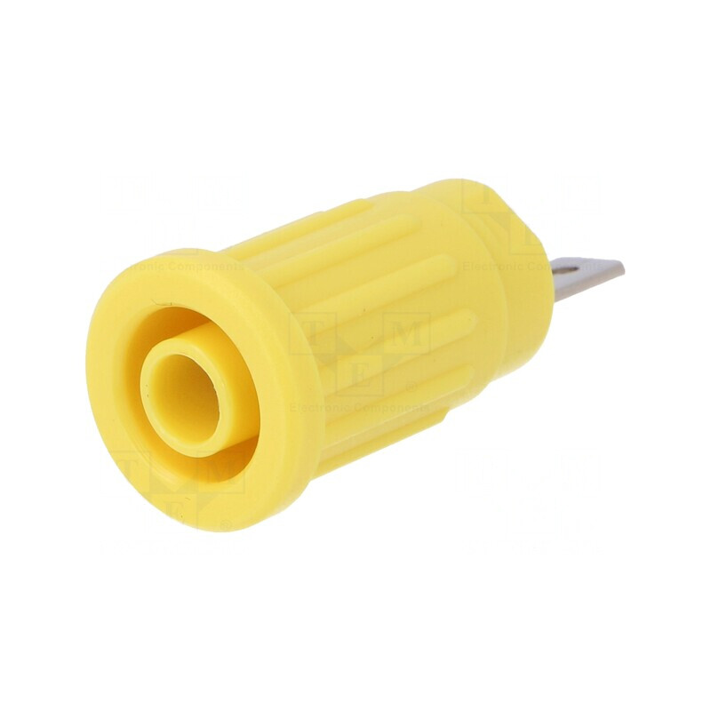 Soclu Banană 4mm 24A 1kV Galben pentru Panou | Electronic-mag.ro | Componente Electronice
