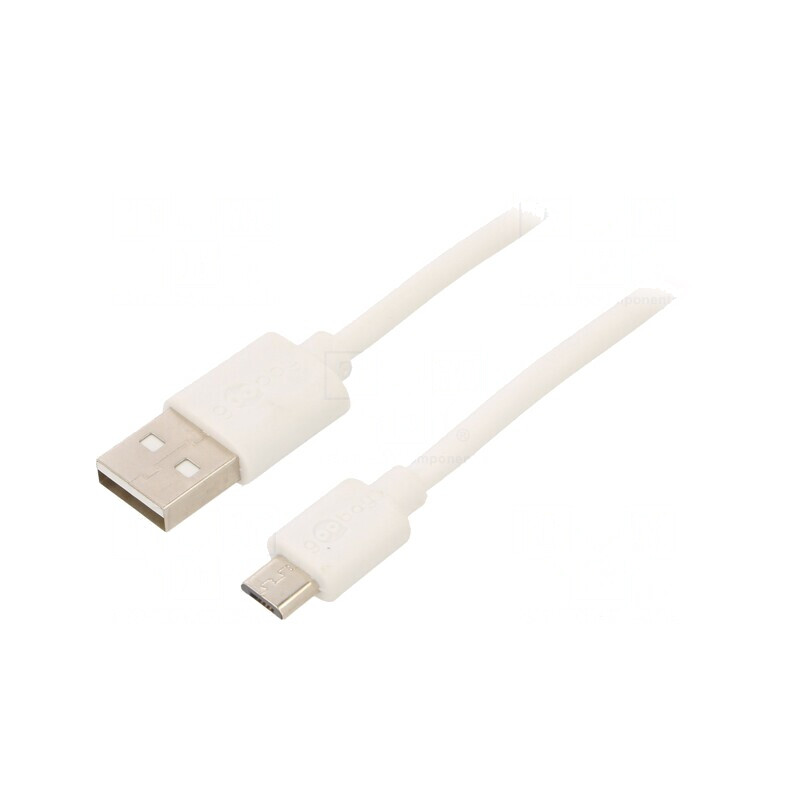 Cablu USB 2.0 A la Micro B 0.5m Alb | Electronic-mag.ro | Componente Electronice