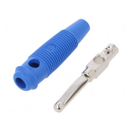 Mufă banană 4mm 16A albastră nichelată | Electronic-mag.ro | Componente Electronice