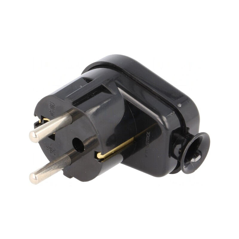 Conector alimentare AC mufă tată 2P PE 230V 16A negru | Electronic-mag.ro | Componente Electronice