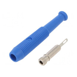 Soclu Banană 2mm Albastru pe Cablu 6A 60VDC 39mm | Electronic-mag.ro | Componente Electronice