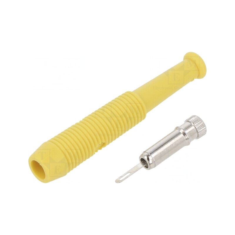 Soclu Banană 2mm Galben Pe Cablu 6A 60VDC | Electronic-mag.ro | Componente Electronice