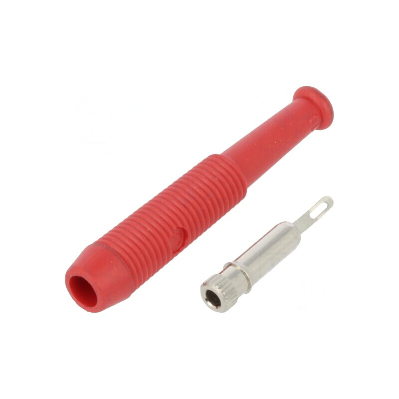 Soclu Banană 2mm 6A 60VDC Roșie pe Cablu Ø 2mm | Electronic-mag.ro | Componente Electronice