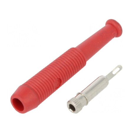 Soclu Banană 2mm 6A 60VDC Roșie pe Cablu Ø 2mm | Electronic-mag.ro | Componente Electronice